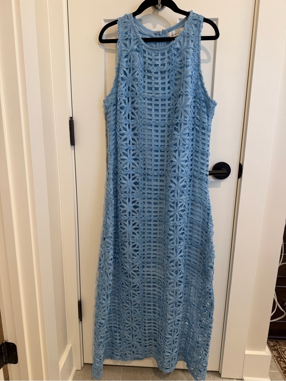 Endless Rose from Anthropologie Light Blue Crochet Maxi Dress